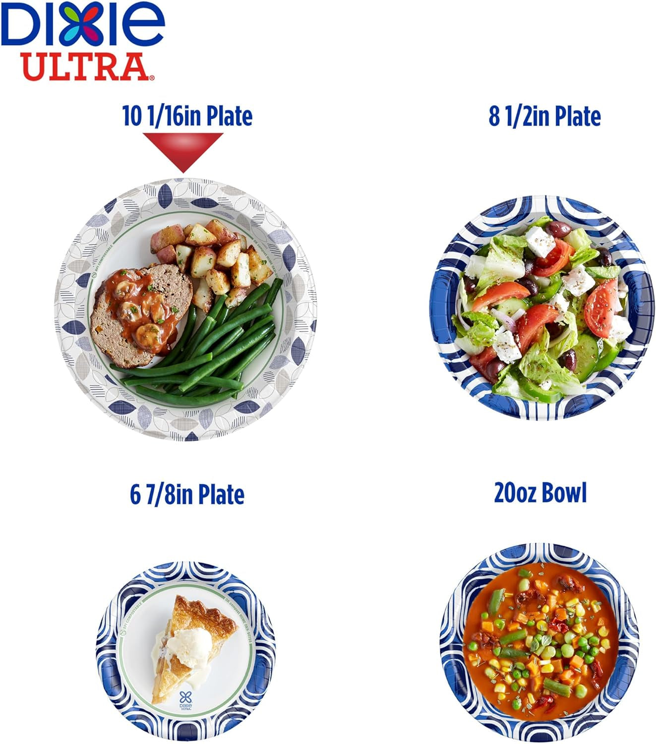 Ultra, Large Paper Plates, 10 Inch, 172 Count, 3X Stronger, Heavy Duty, Microwave-Safe, Soak-Proof, Cut Resistant, Disposable Plates for Heavy, Messy Meals