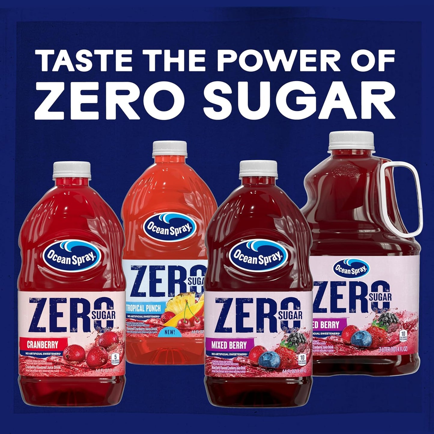 ® ZERO Sugar Mixed Berry Juice Drink, Cranberry Juice Drink Sweetened with Stevia, 64 Fl Oz Bottle