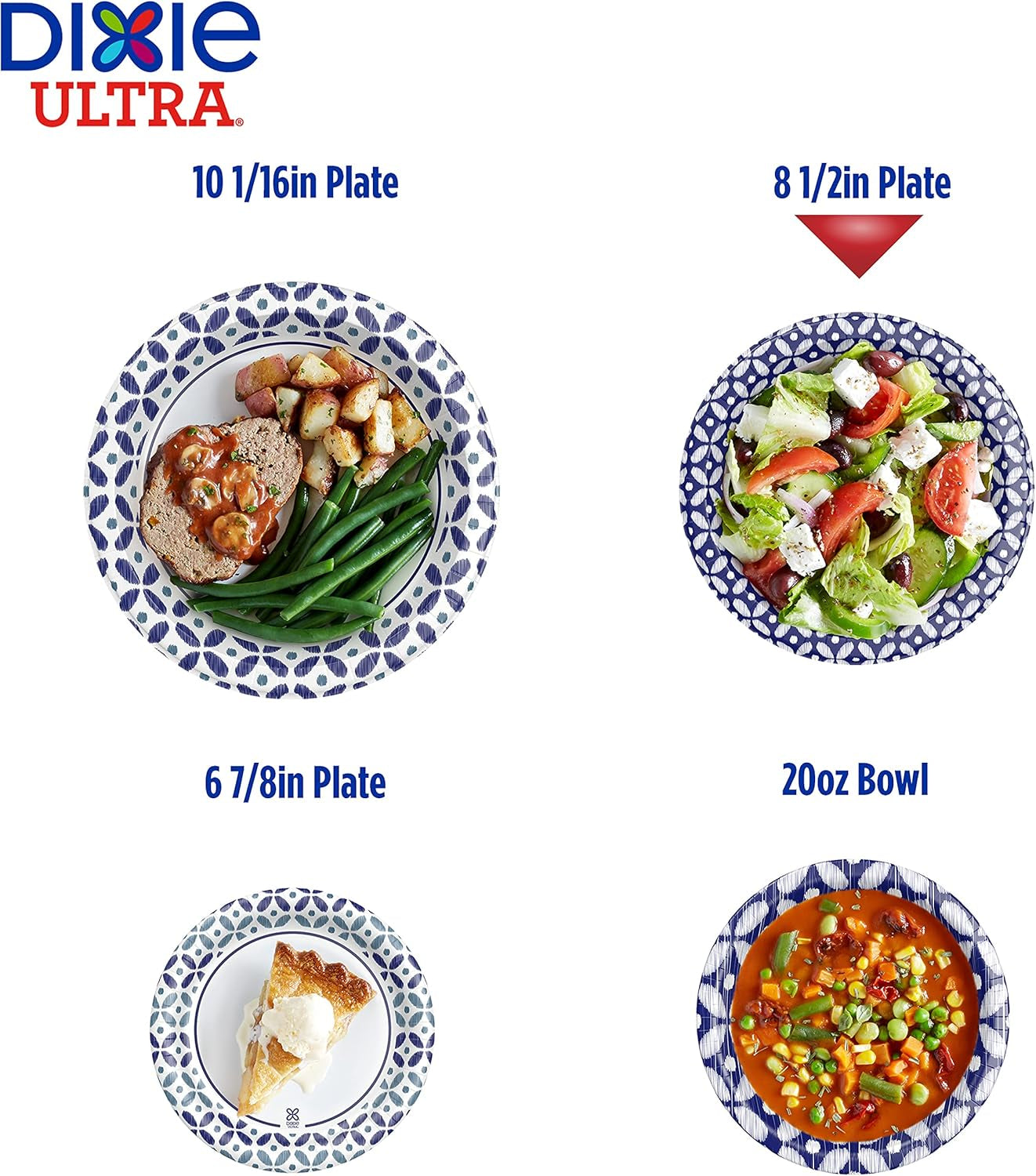 Ultra Disposable Paper Plates, 8 ½ Inch, Lunch or Light Dinner Size Printed Disposable Plates, 300 Count (10 Packs of 30 Plates), Packaging and Design May Vary