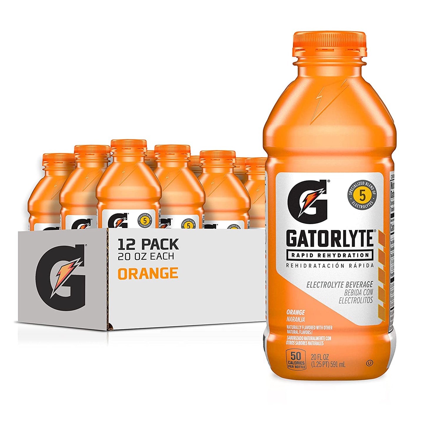 Gatorlyte Rapid Rehydration Electrolyte Beverage, Orange, 20Oz Bottles (12 Pack)