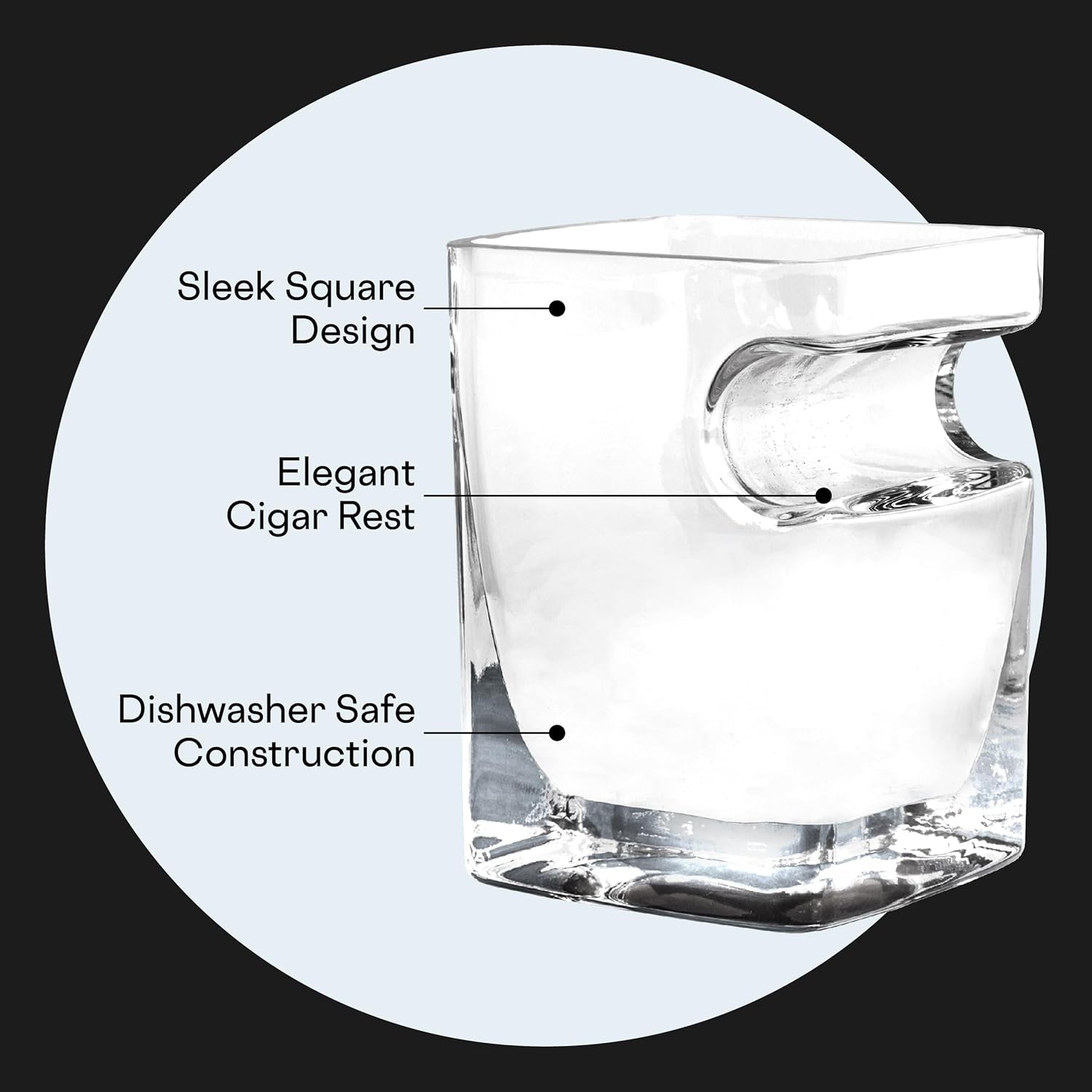 Premium Cigar Glass, 9 Oz – Glassware to Hold Your Drink and Cigar in One Hand with the Cigar Holder Glass – Double Old Fashioned Glass with Built-In Cigar Notch for Effortless Enjoyment