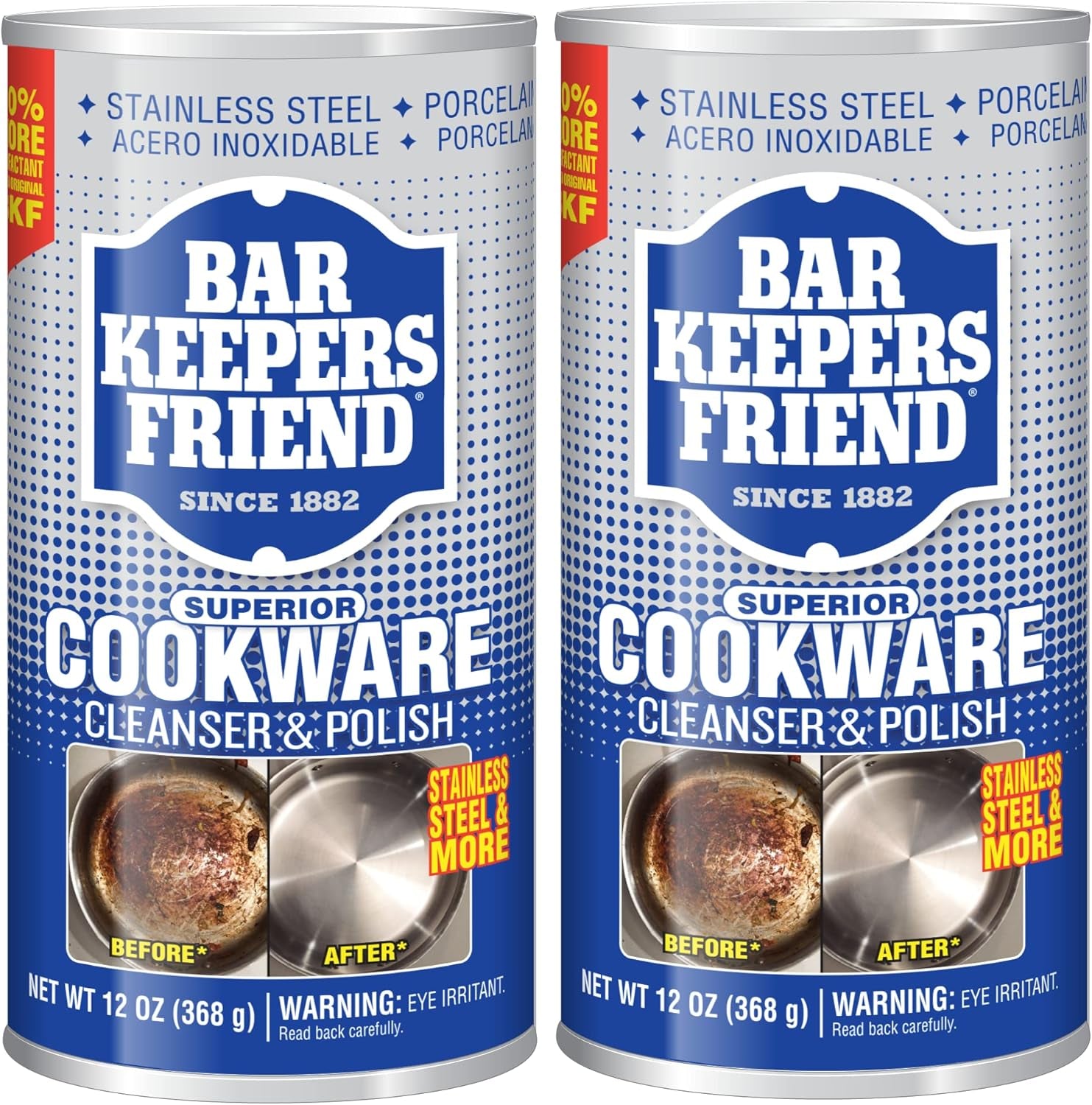 Cookware Cleanser & Polish (2 X 12 Oz) Stainless Steel Cleaner & Degreaser for Pots, Pans, Bakeware & Grills - Removes Sticky Residue, Rust Stains & Lime Deposits