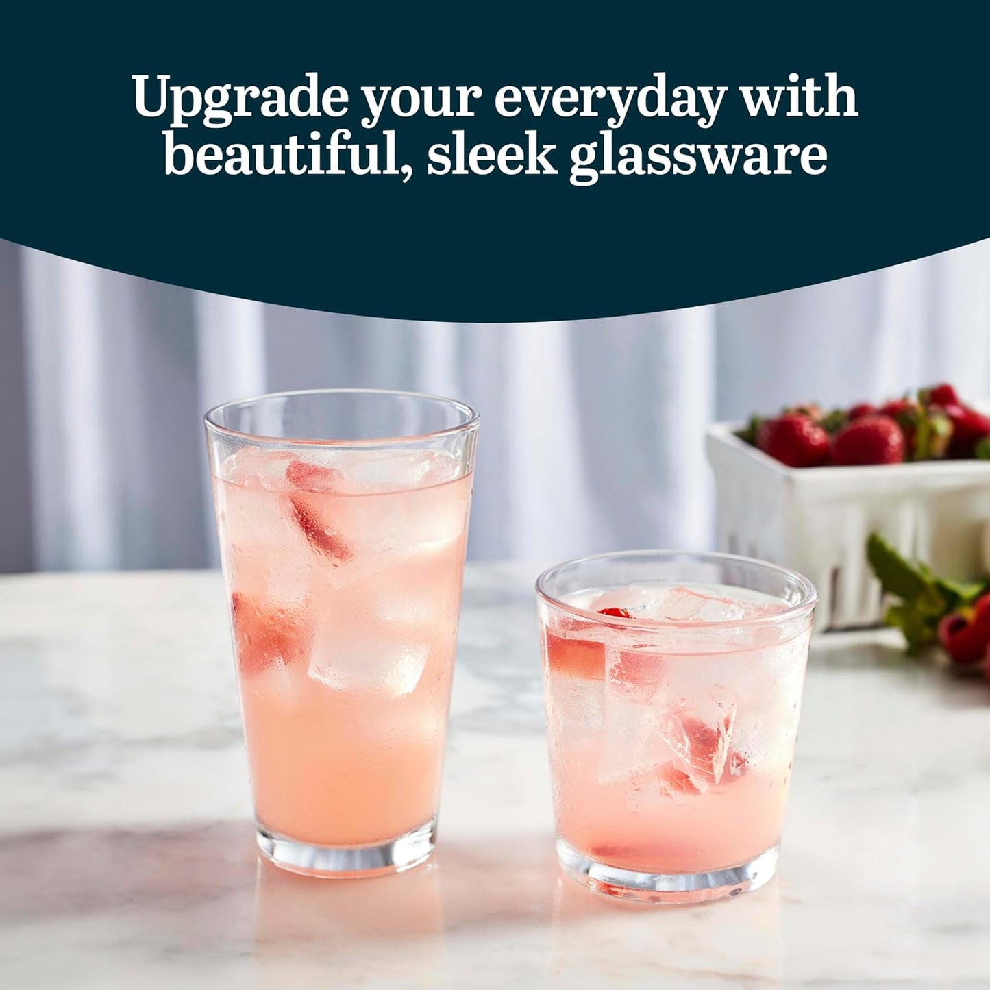 Flare Tumbler and Rocks Glasses Set, Stylish Lead-Free Drinking Glasses Set of 16, Versatile Dishwasher Safe Kitchen Glassware Set for Parties