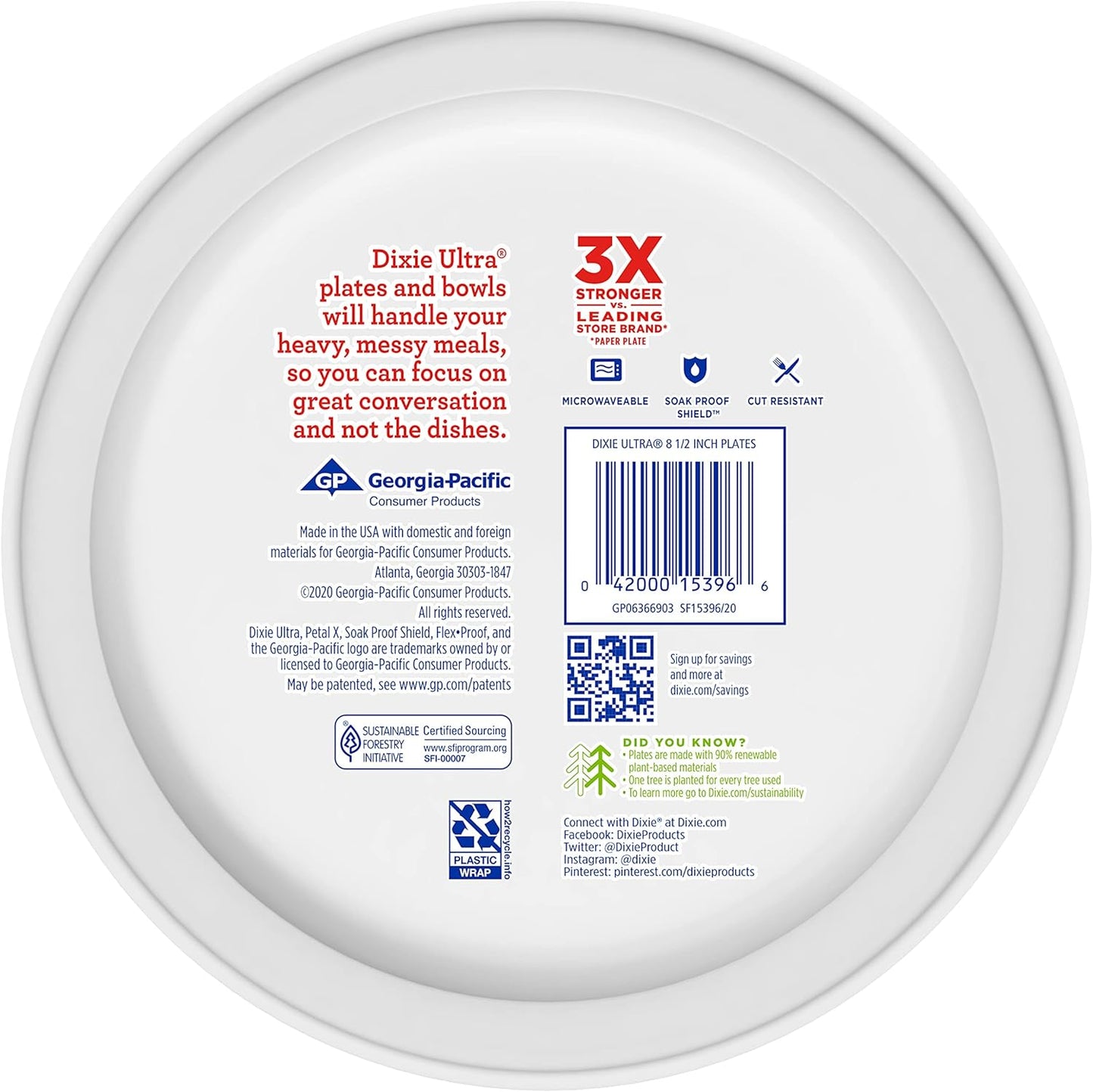 Ultra Disposable Paper Plates, 8 ½ Inch, Lunch or Light Dinner Size Printed Disposable Plates, 300 Count (10 Packs of 30 Plates), Packaging and Design May Vary