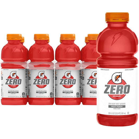 Thirst Quencher Zero Sugar Sports Drink, Fruit Punch, 20Oz Bottles, 8 Pack, Electrolytes for Rehydration