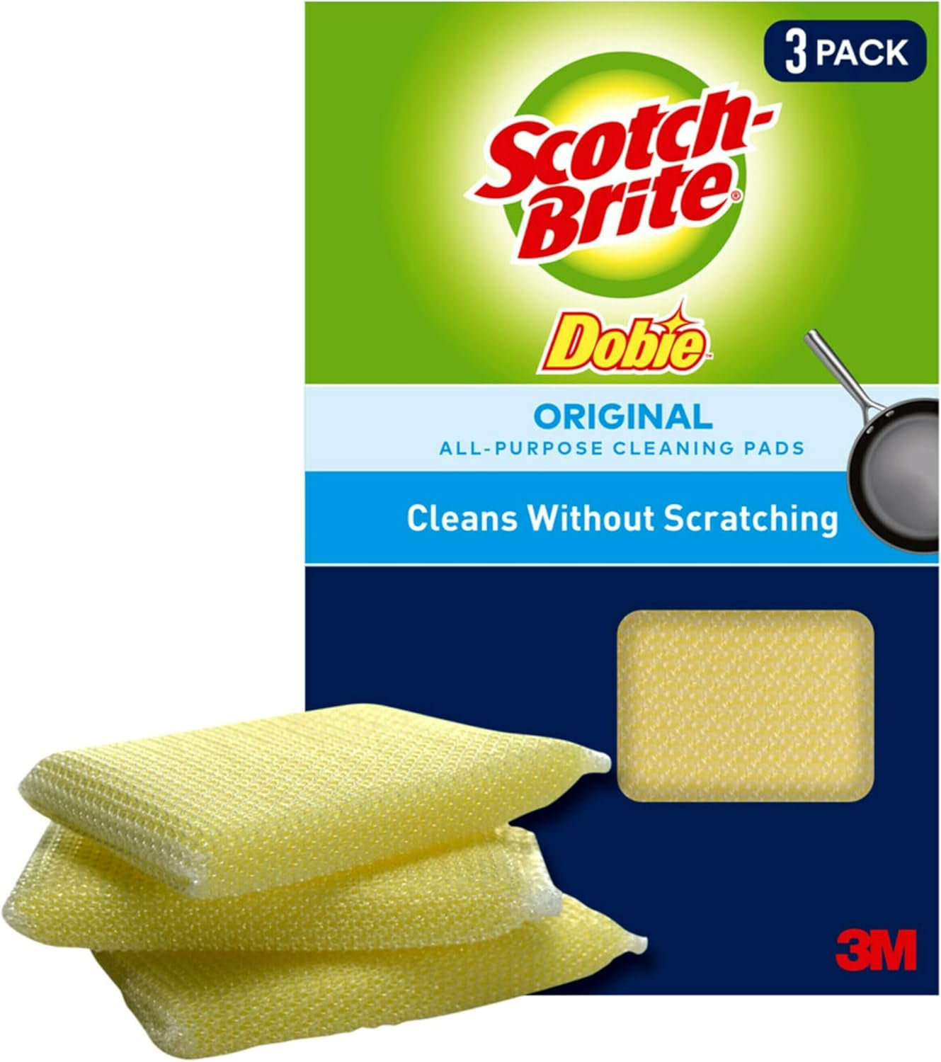 Scotch-Brite Dobie All Purpose Pads, 3Count (Pack of 4) Total 12 Pads