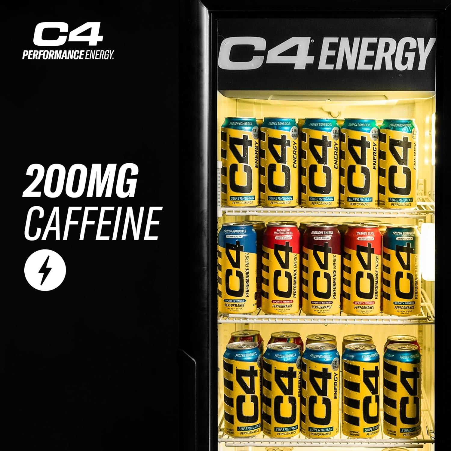 C4 Performance Energy Drink | Zero Sugar Carbonated Preworkout Energy | 200Mg Caffeine with Beta Alanine | Midnight Cherry | 16 Fl Oz (12 Pack)