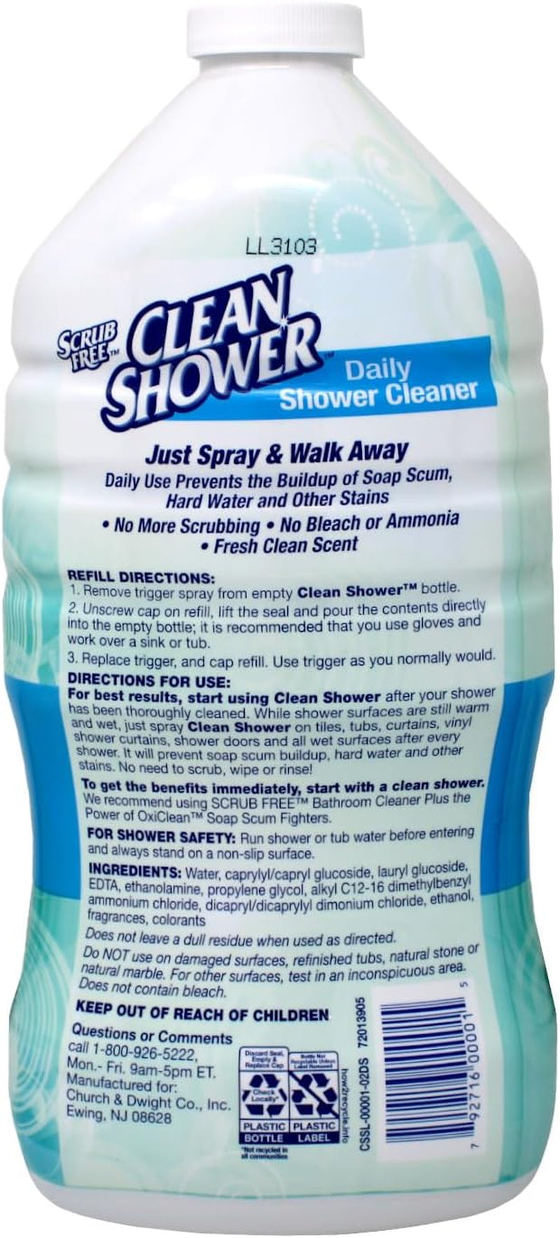 CLEAN SHOWER REFILL 60OZ by CLEAN SHOWER Mfrpartno 00001 (2 Pack)