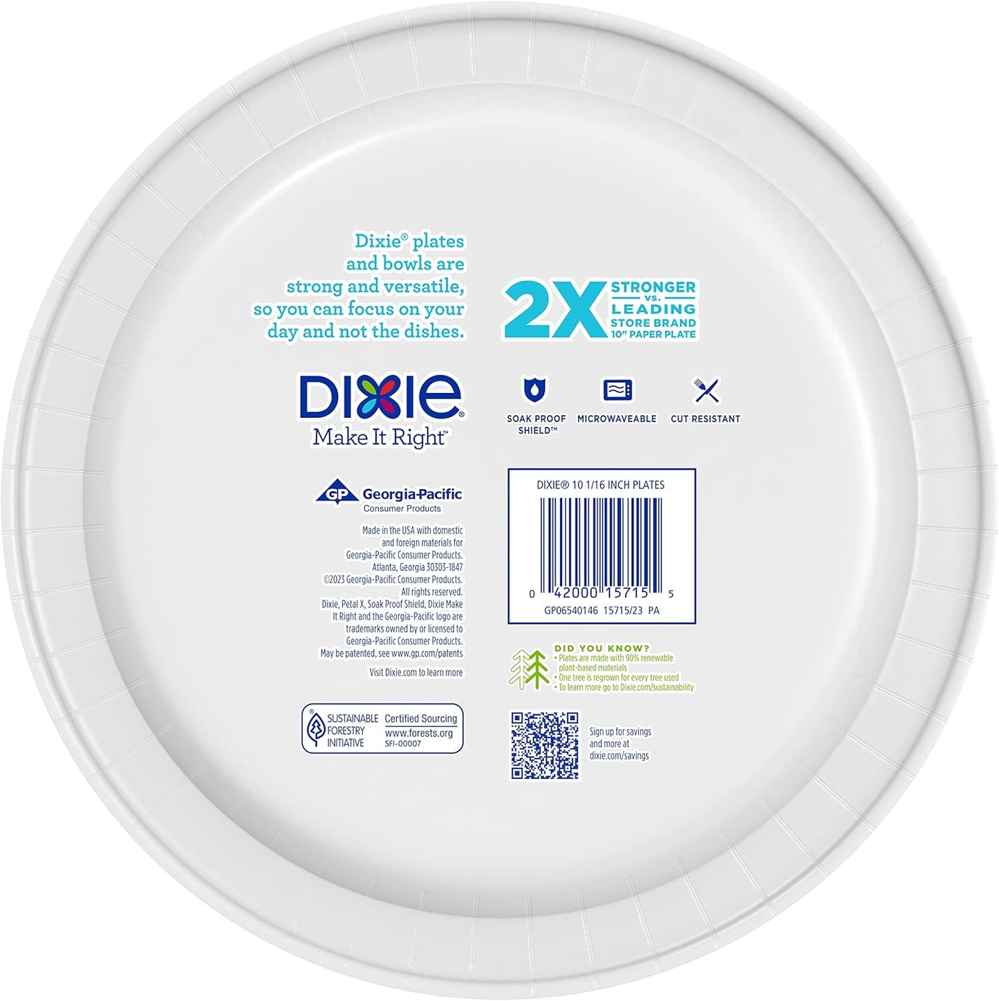 Large Paper Plates, 10 Inch, 54 Count, 2X Stronger*, Microwave-Safe, Soak-Proof, Cut Resistant, Disposable Plates for Everyday Breakfast, Lunch, & Dinner Meals