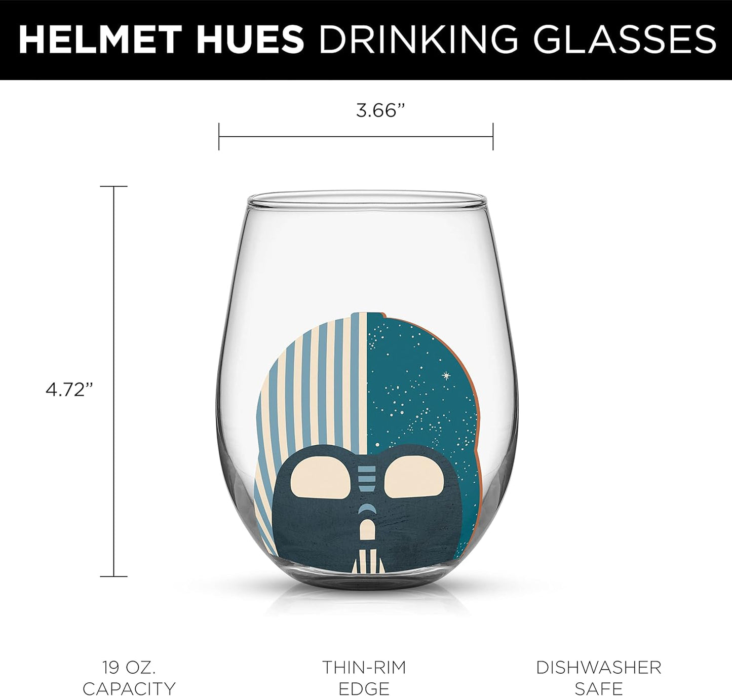 Star Wars™ Helmet Hues Tumblers Stemless Glasses. Set of 4 19Oz Stemless Drinking Glass, Star Wars Kitchen Glasses. Star Wars Gifts And, Star Wars Collectibles for Adults