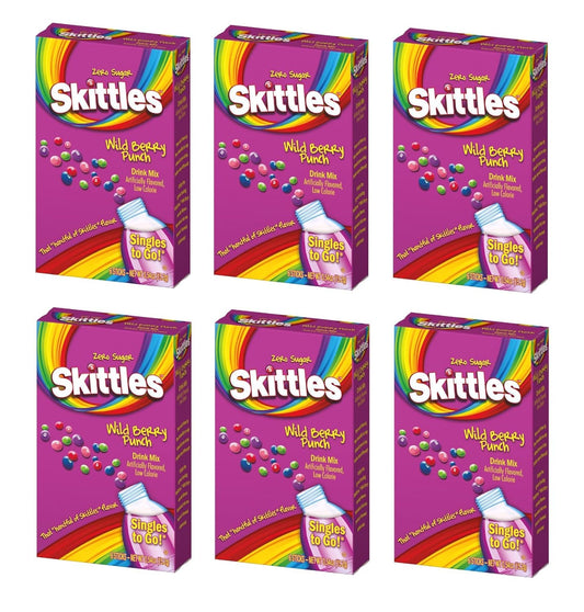 Skittles Singles to Go Drink Mix, Wild Berry Punch, 6 Pack, 6 Count Boxes