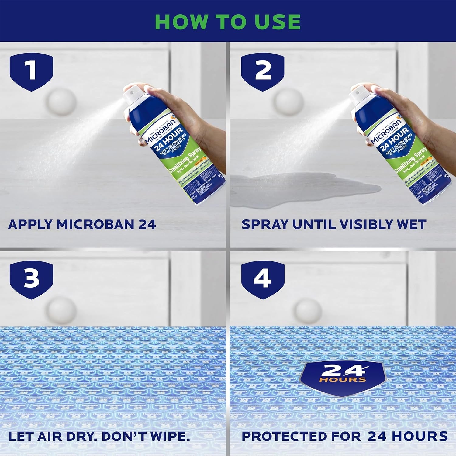 24 Hour Sanitizing Spray, 6 Cans, 15 Fl Oz Each