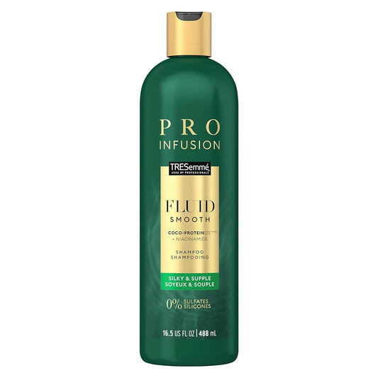 Cruelty-Free Pro Infusion Fluid Smooth Sulfate-Free Shampoo for Silky & Supple Hair Infused with Natural Coconut Droplets + Plant-Based Salon Protein + Niacinimide 16.5Oz