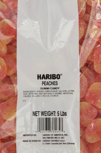 Haribo Gummi Candy, Peaches, 5-Pound Bag