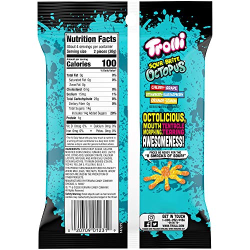 Trolli Sour Brite Octopus Gummy Worms, 4.25 Ounce