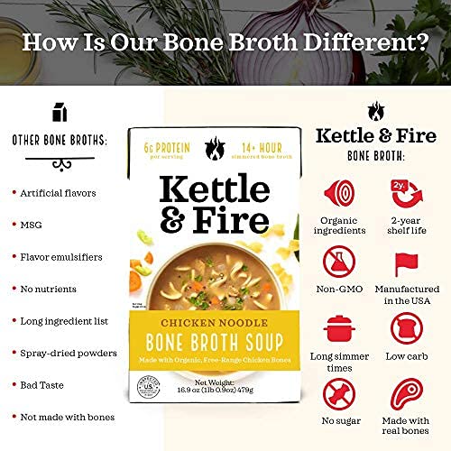 KETTLE & FIRE Chicken Noodle Soup with Bone Broth, 16.9 OZ