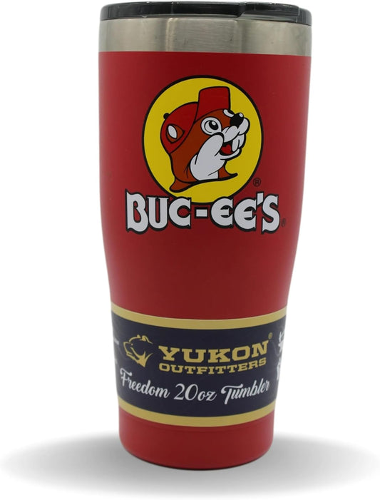 Red Stainless Steel Tumbler with Bucky the Beaver, Double Wall Vacuum Insulated, 20 Ounces