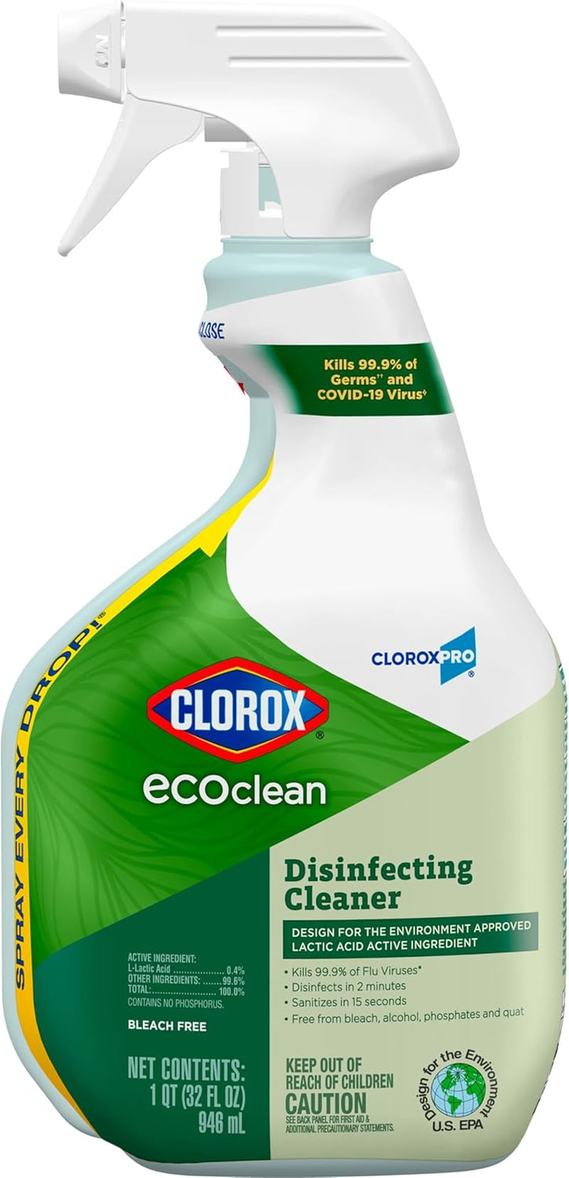 pro Ecoclean Disinfecting Cleaner Spray Bottle, 32 Fluid Ounces