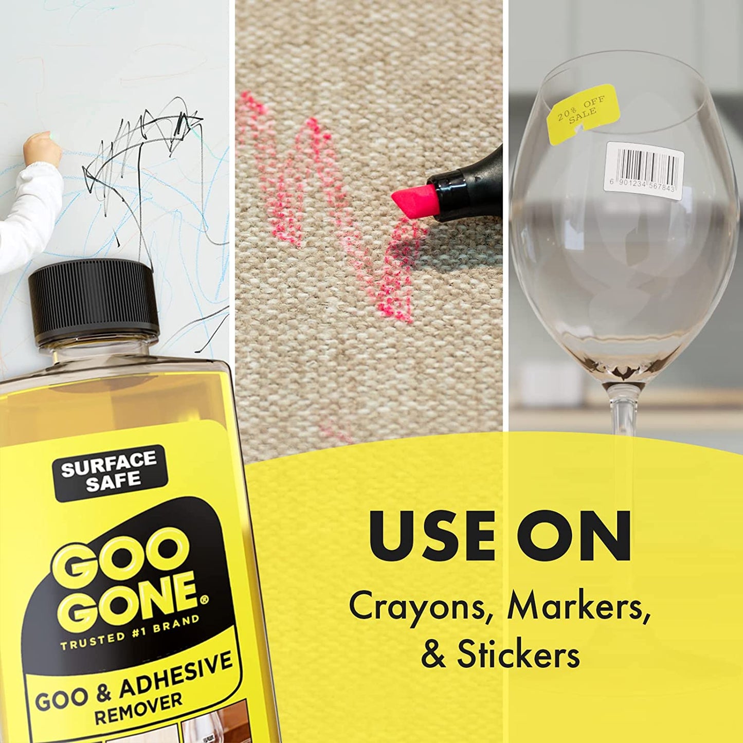 Original Adhesive Remover - 4 Ounce - Surface Safe Adhesive Remover Safely Removes Stickers Labels Decals Residue Tape Chewing Gum Grease Tar