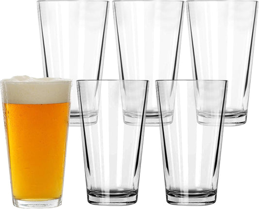 Pint Glasses Set of 6 - 16 Oz Drinking Glasses Made for Cold Beverages - 16 Oz Mixing Glass & Highball Glasses Set of 6 for Homes, Pubs & More - Freezer & Dishwasher-Friendly Cocktail Glasses, PARNOO