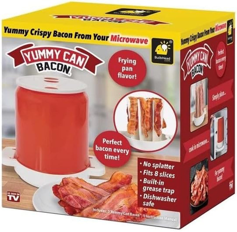 AS-SEEN-ON-TV Make Yummy, Crispy, HEALTHY Bacon in Your Microwave, Splatter-Proof & Mess-Free Design, Pour the Grease Right Out, Countertop, Easy-To-Clean, 6 IN, Red