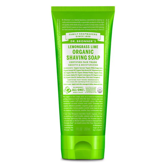 Dr. Bronner's - Organic Shaving Soap (Lemongrass, 7 Ounce) - Certified Organic, Sugar and Shikakai Powder, Soothes and Moisturizes for Close Comfortable Shave, Use on Face, Underarms and Legs