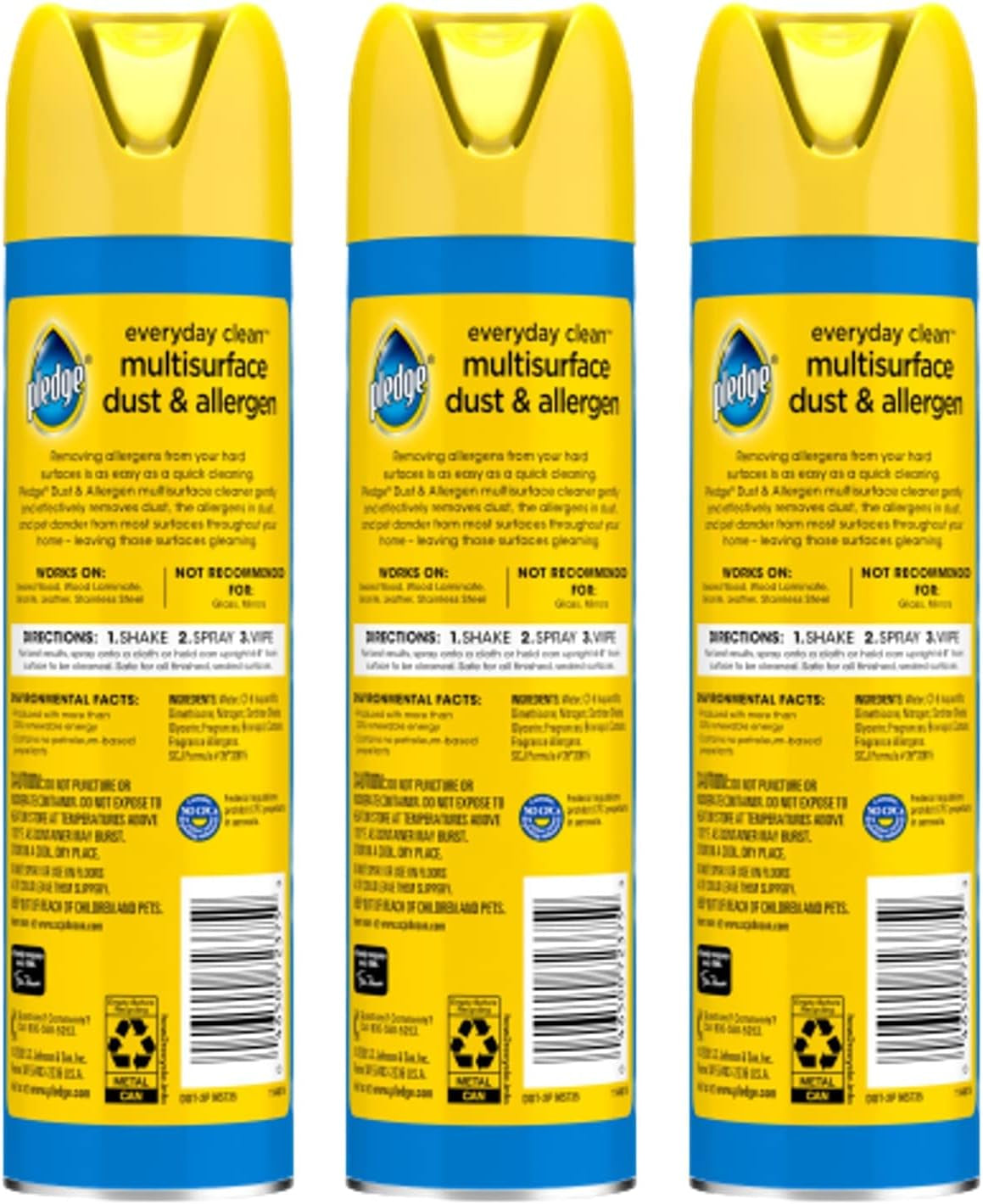 Everyday Clean Multi Surface Cleaner Aerosol, Dust & Allergen, Lemon, 9.7 Oz (Pack of 3)