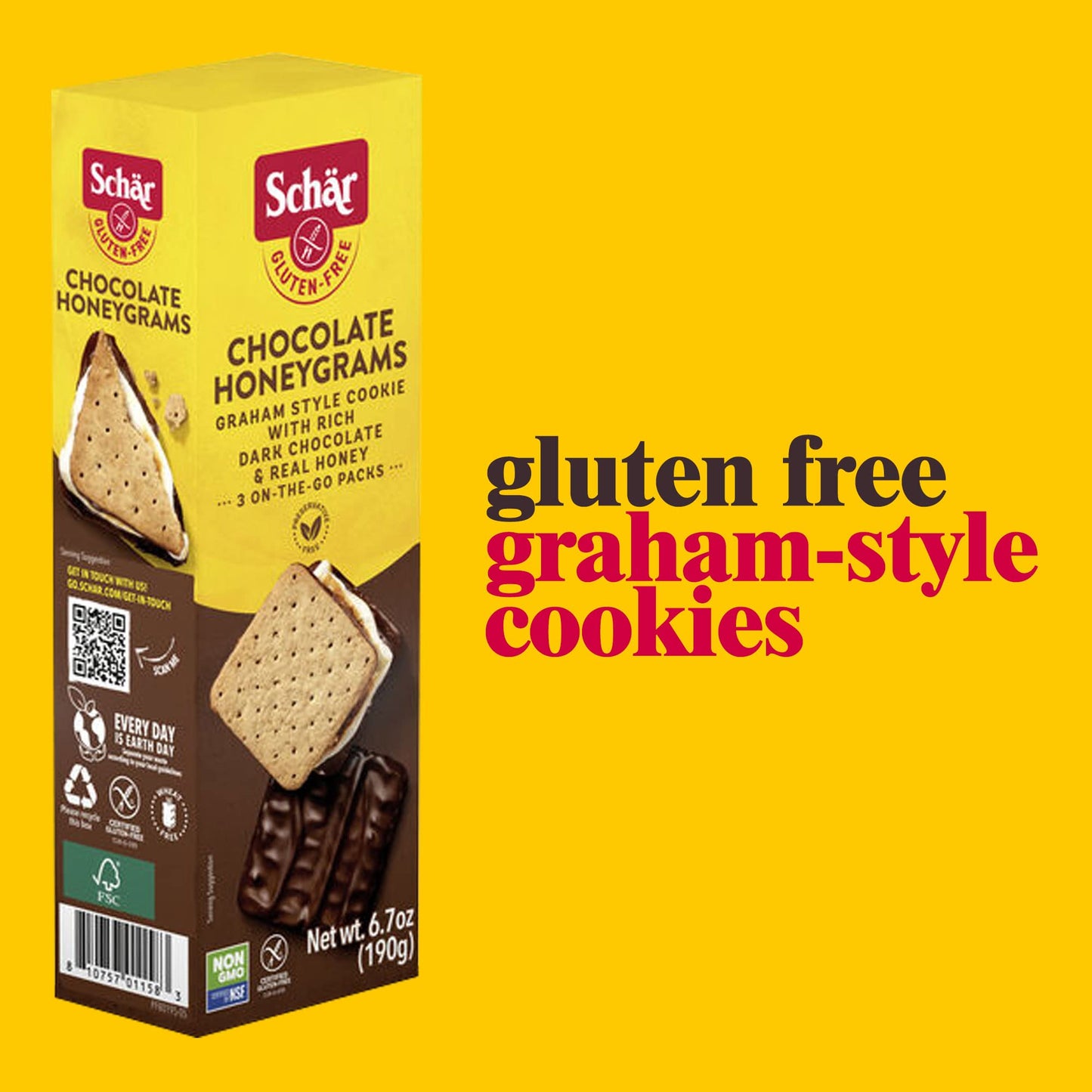 Schar Gluten Free Chocolate Honeygrams Crackers with Rich Dark Chocolate and Real Honey - 6.7 Ounce (Pack of 1)