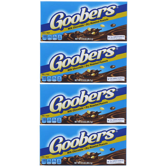 Nestle Goobers - Chocolate Covered Peanuts (Pack of 4) 3.5 oz Theater Boxes