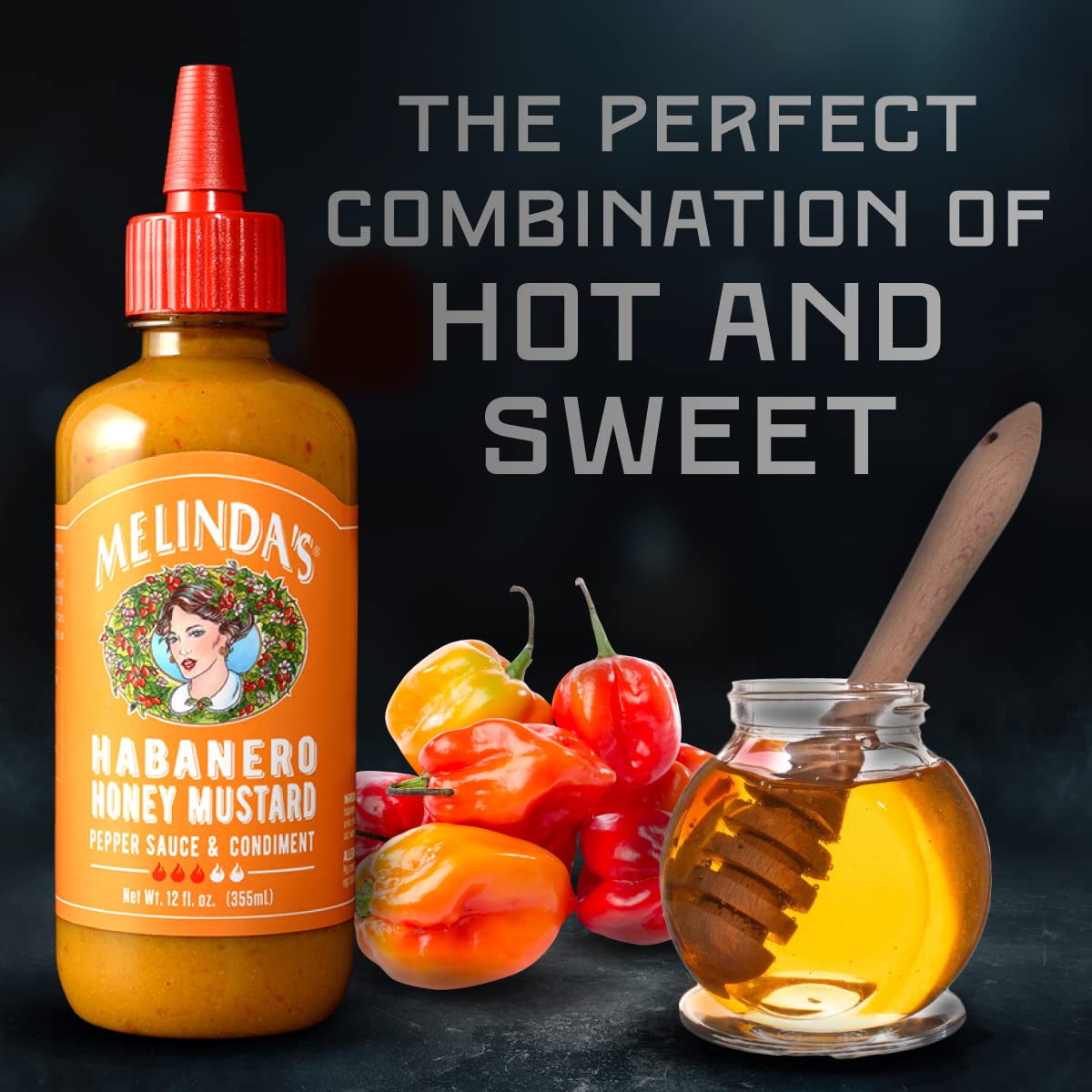 Melinda’s Habanero Honey Mustard - Gourmet Hot Honey Mustard Sauce - Habanero Hot Sauce with Fresh Ingredients, Habanero Peppers, Colombian Honey - Keto, Kosher Hot Sauce- 12 oz, 1 Pack