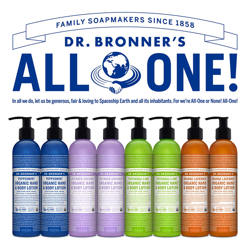 Dr. Bronner's - Organic Lotion (Patchouli Lime, 8 Ounce) - Body Lotion and Moisturizer, Certified Organic, Soothing for Hands, Face and Body, Highly Emollient, Nourishes and Hydrates, Vegan, Non-GMO