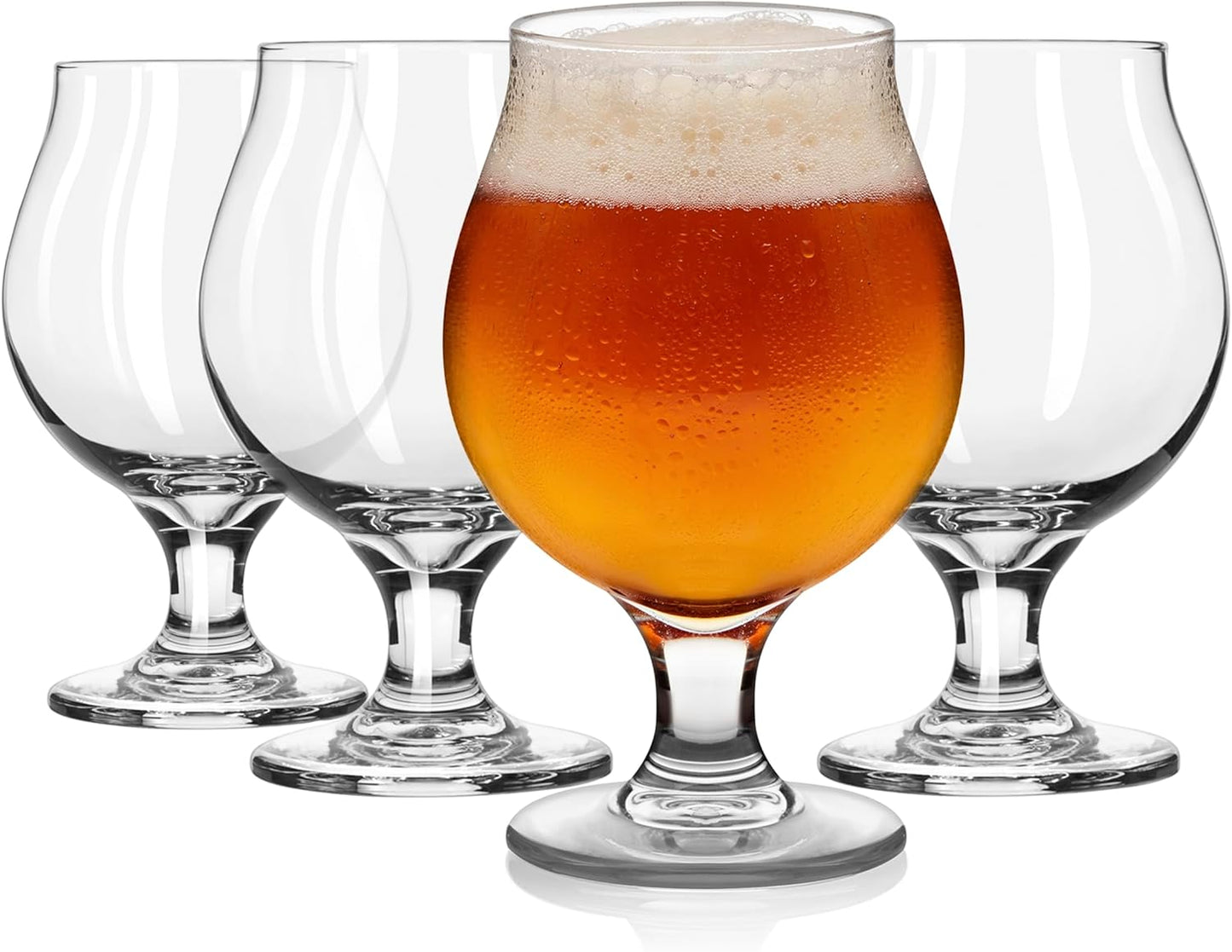 Craft Brews Classic Belgian Beer Glasses, Dishwasher Safe Beer Glasses Set of 4 for Belgian Ale, Tulip Beer Glasses