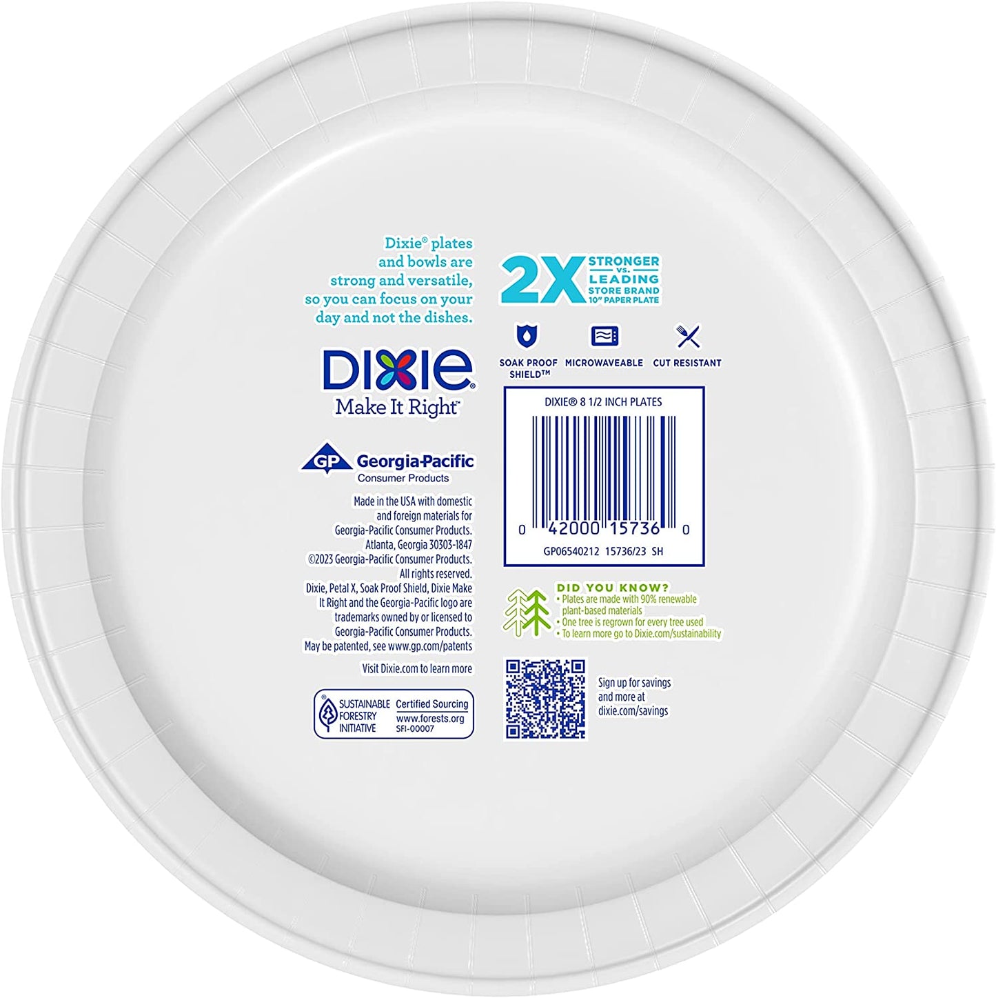 Medium Paper Plates, 8.5 Inch, 90 Count, 2X Stronger, Microwave-Safe, Soak-Proof, Cut Resistant, Disposable Plates for Everyday Breakfast, Lunch, & Dinner Meals