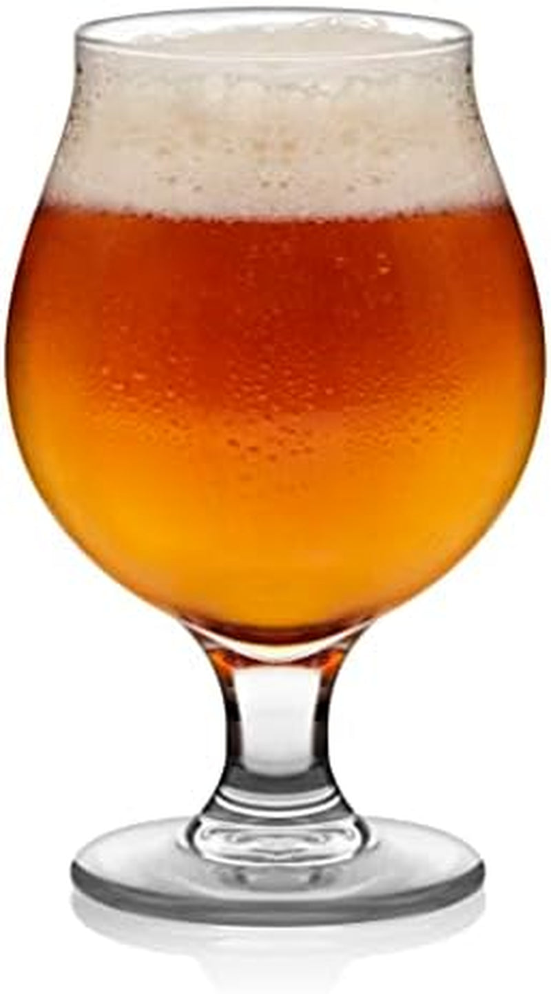 Craft Brews Classic Belgian Beer Glasses, Dishwasher Safe Beer Glasses Set of 4 for Belgian Ale, Tulip Beer Glasses