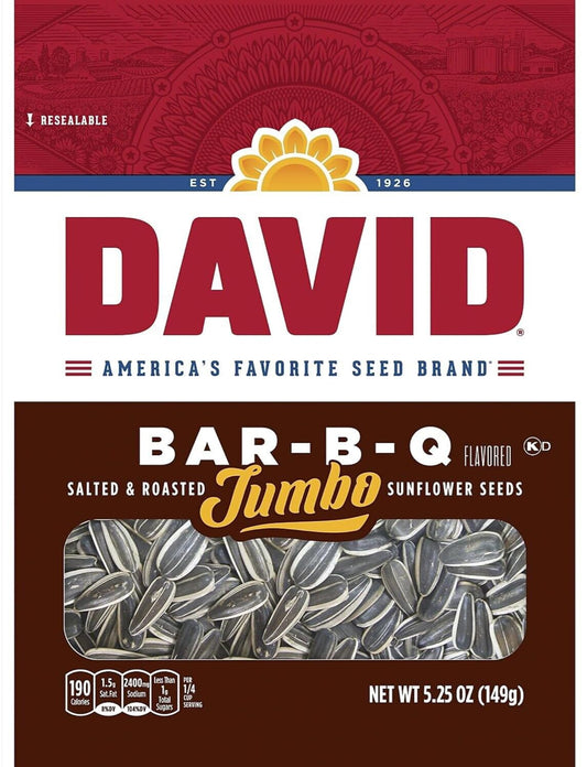 David BBQ Sunflower Seeds, 5.25 Oz, (2 Packs) Roasted and Salted