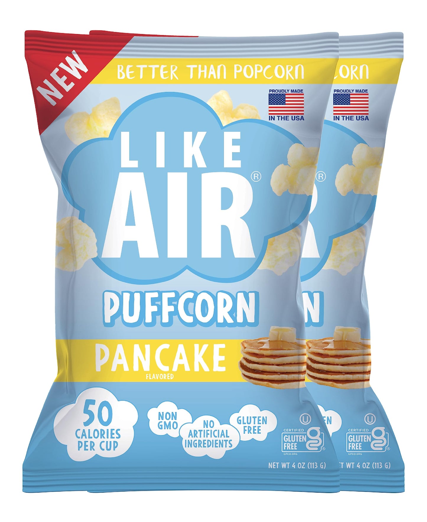 Like Air Puffcorn (Pancake) | 2 4oz Bags | 50 Calories Per Cup | Gluten Free | Nothing Artificial