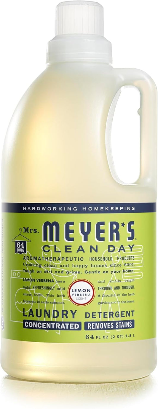 Mrs. Meyer'S Liquid Laundry Detergent, Biodegradable Formula Infused with Essential Oils, Lemon Verbena, 64 Oz (64 Loads)