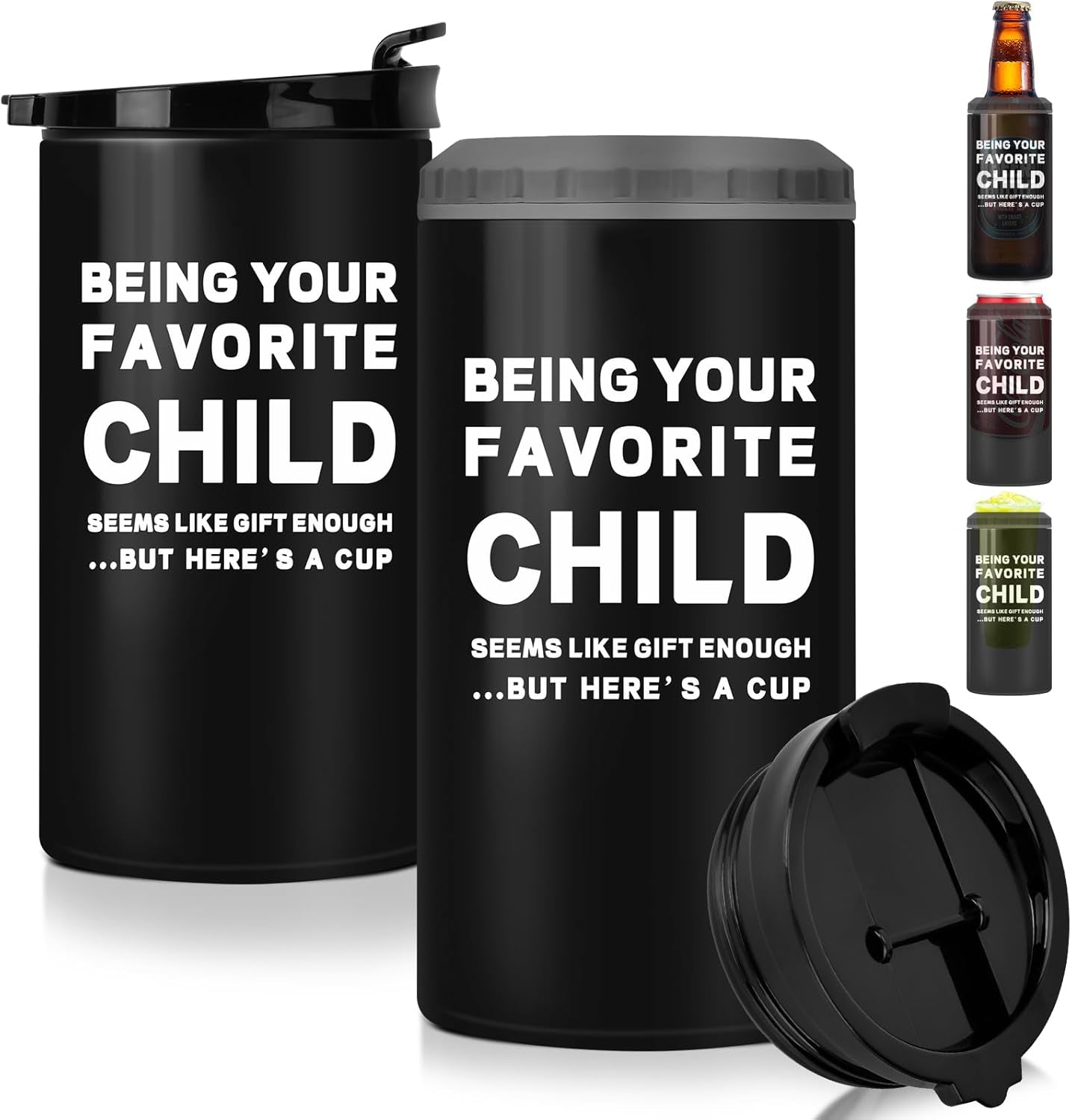 Christmas Dad Gifts from Daughter Son Wife Kids, 12OZ 4-In-1 Dad Can Cooler, 16OZ Tumbler Stainless Steel Insulated Travel Cup, Christmas Stocking Stuffers for Men Grandpa Stepdad New Dad