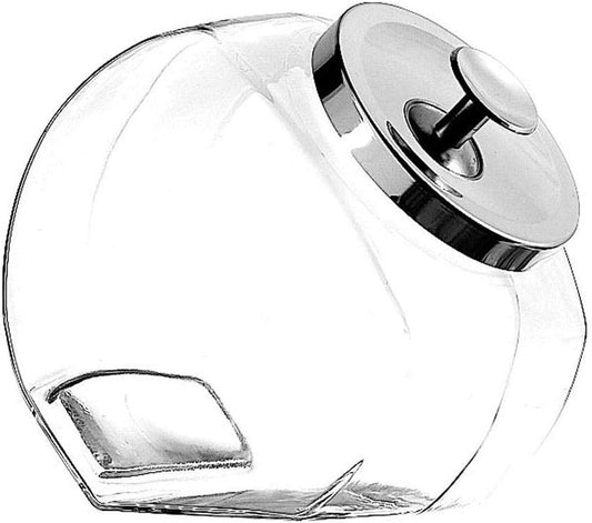 Glass Penny Candy Jar with Chrome Cover, 1/2 Gallon