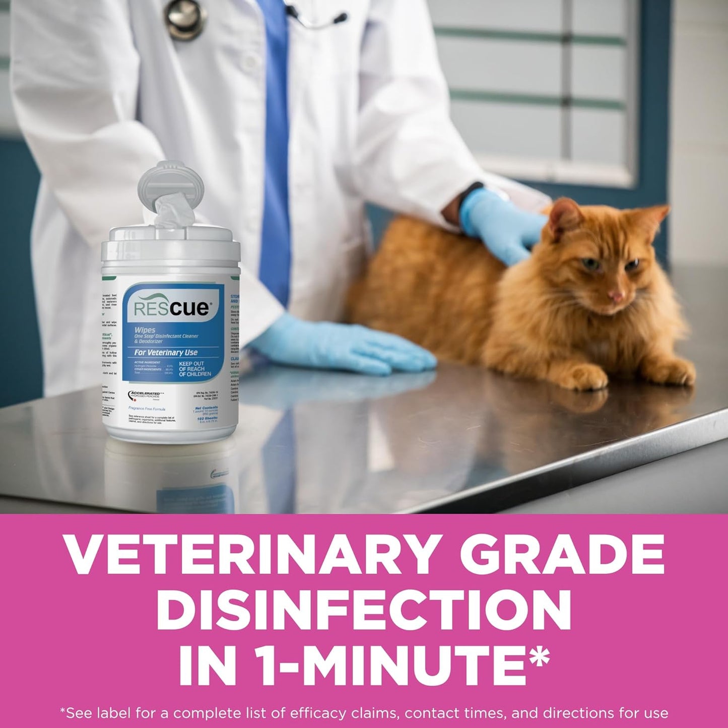 One-Step Disinfectant Cleaner & Deodorizer Wipes for Vet Use – Cleaner for Kennels, Litter Boxes & More – 160-Wipes, 1 Canister (Pack of 1)