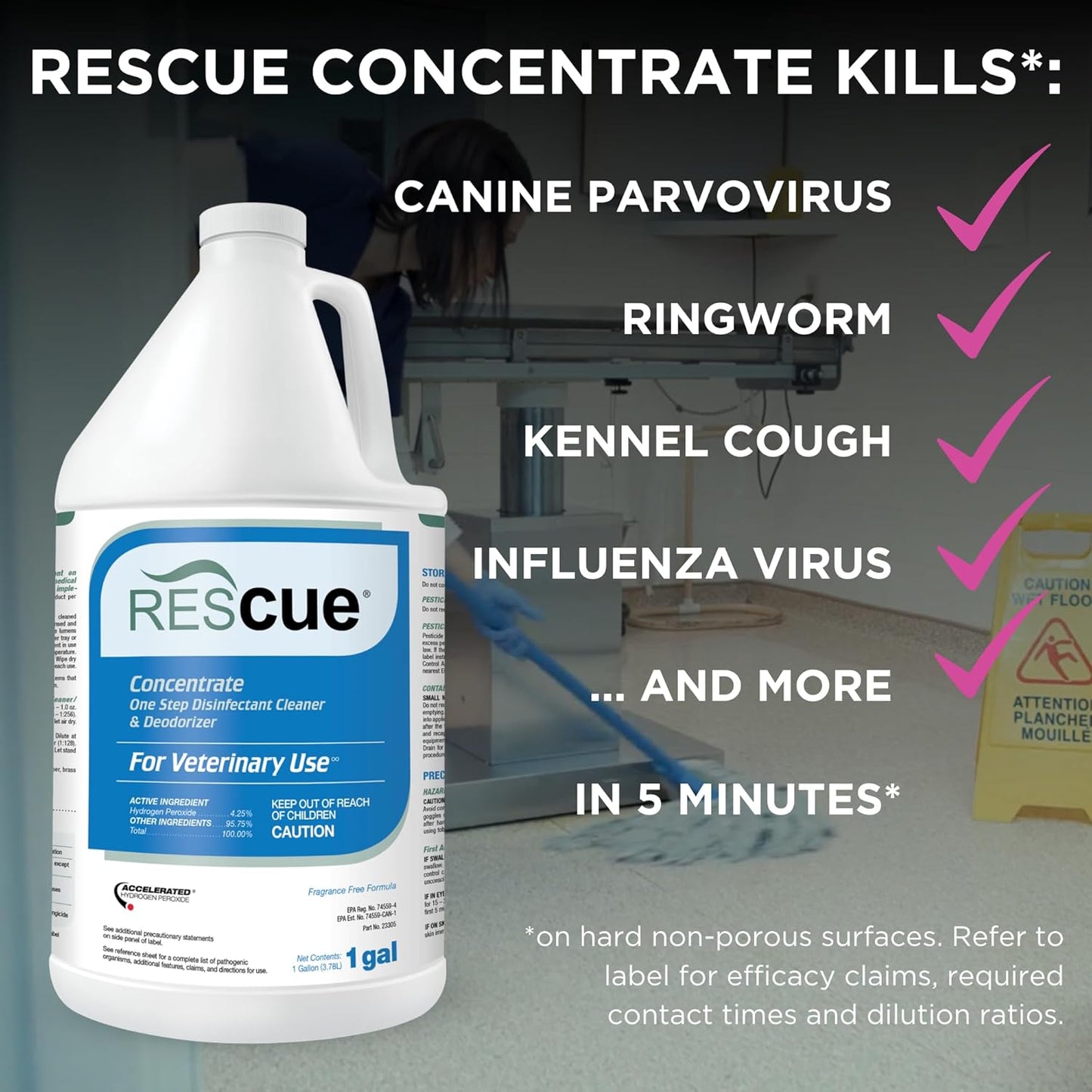 One-Step Disinfectant Cleaner & Deodorizer – for Veterinary Use, Animal Shelters, Pet Foster Homes, Kennels, Litter Box, Concentrate – 1 Gallon