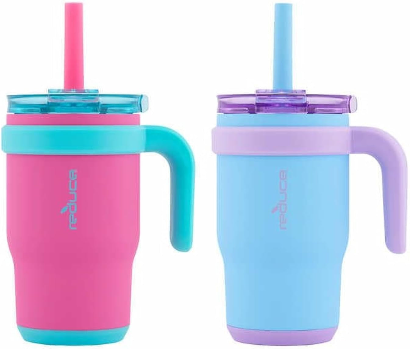 14Oz Coldee Tumbler with Handle for Kids Leakproof Insulated Stainless Steel Mug with Lid & Straw Keeps Drinks Cold up to 18 Hrs – Spill Proof Chew-Resistant Straw- 2 Pack