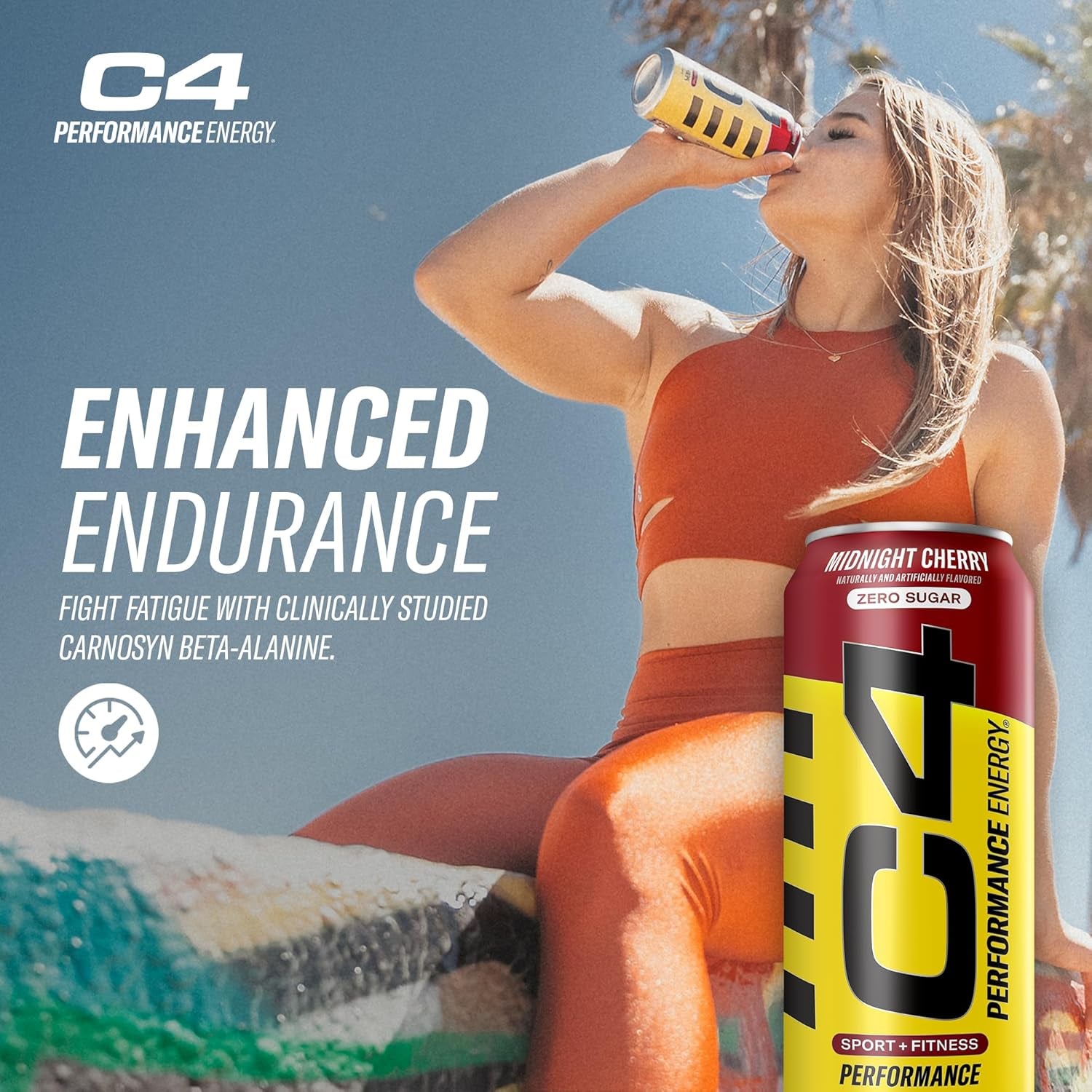 C4 Performance Energy Drink | Zero Sugar Carbonated Preworkout Energy | 200Mg Caffeine with Beta Alanine | Midnight Cherry | 16 Fl Oz (12 Pack)