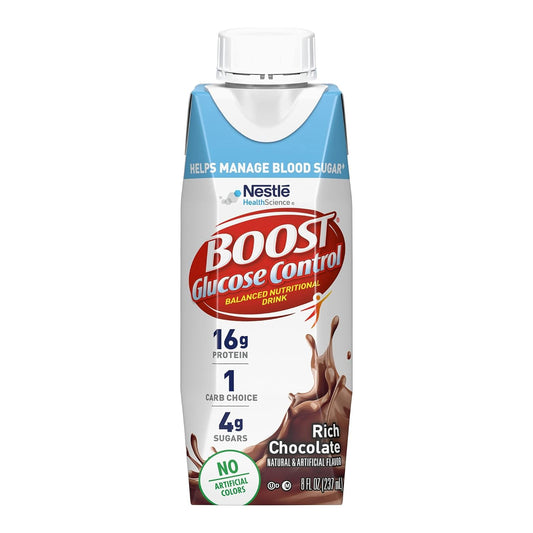 Nutritional Drinks Glucose Control with Extra Nutrient Support Drink, Rich Chocolate, 8 Fl Oz, Pack of 24 Packaging May Vary