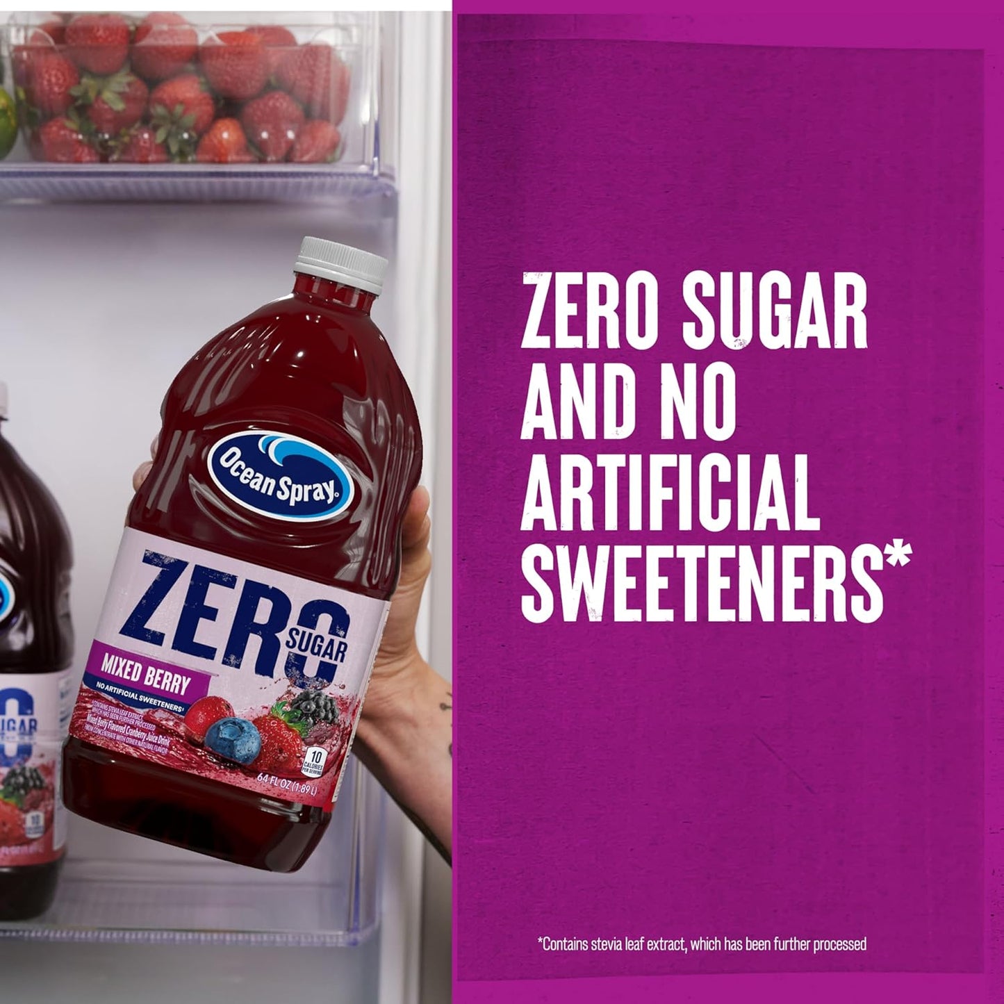 ® ZERO Sugar Mixed Berry Juice Drink, Cranberry Juice Drink Sweetened with Stevia, 64 Fl Oz Bottle