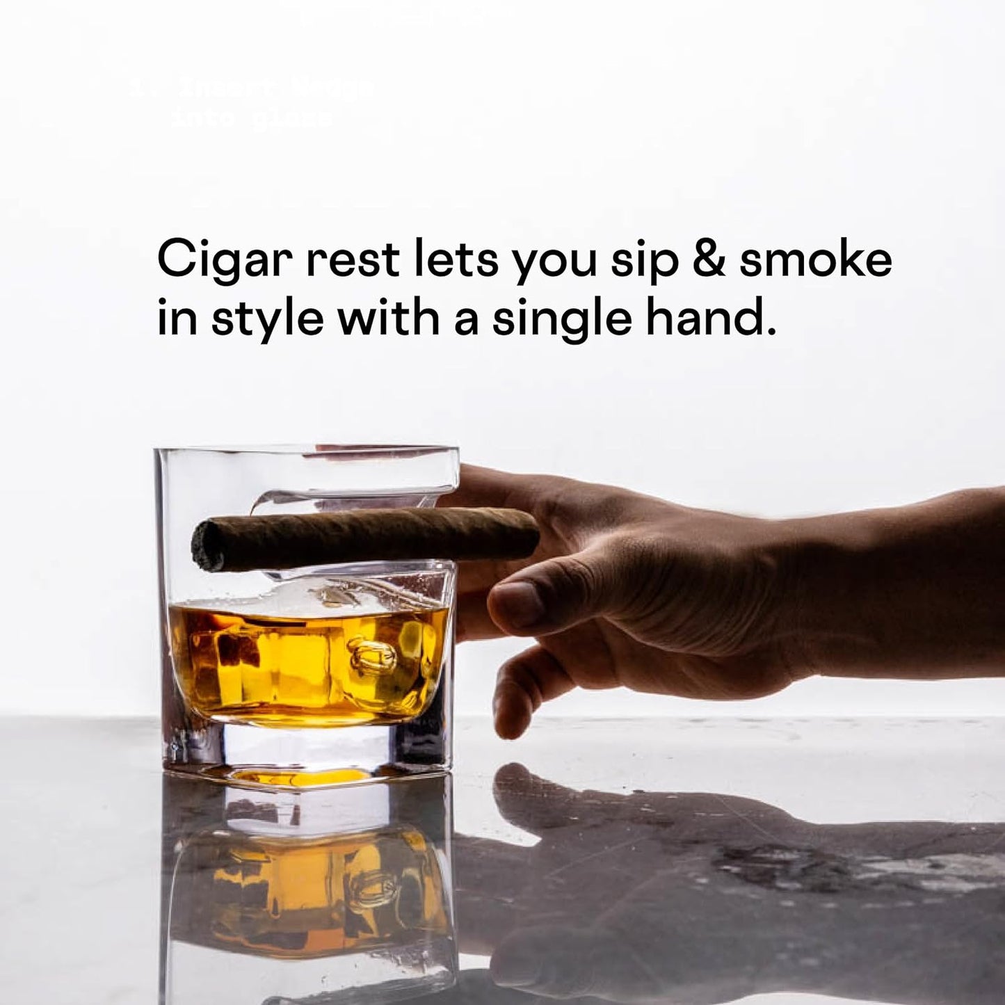 Premium Cigar Glass, 9 Oz – Glassware to Hold Your Drink and Cigar in One Hand with the Cigar Holder Glass – Double Old Fashioned Glass with Built-In Cigar Notch for Effortless Enjoyment