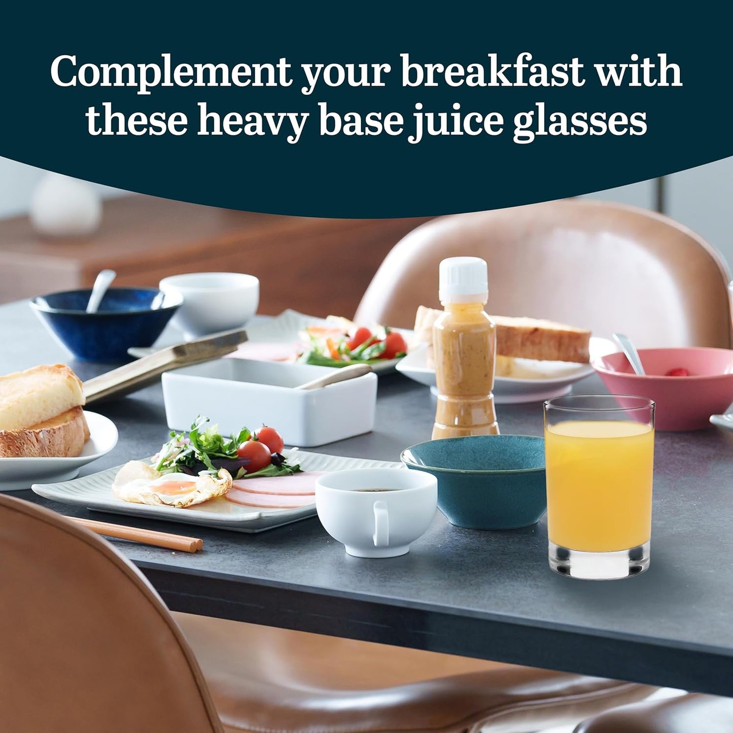 Fruit Juice Glasses, Heavy Base Glasses Drinking Set of 8, Breakfast Juice Cups, Everyday Clear Drinking Glasses for Cold Drinks