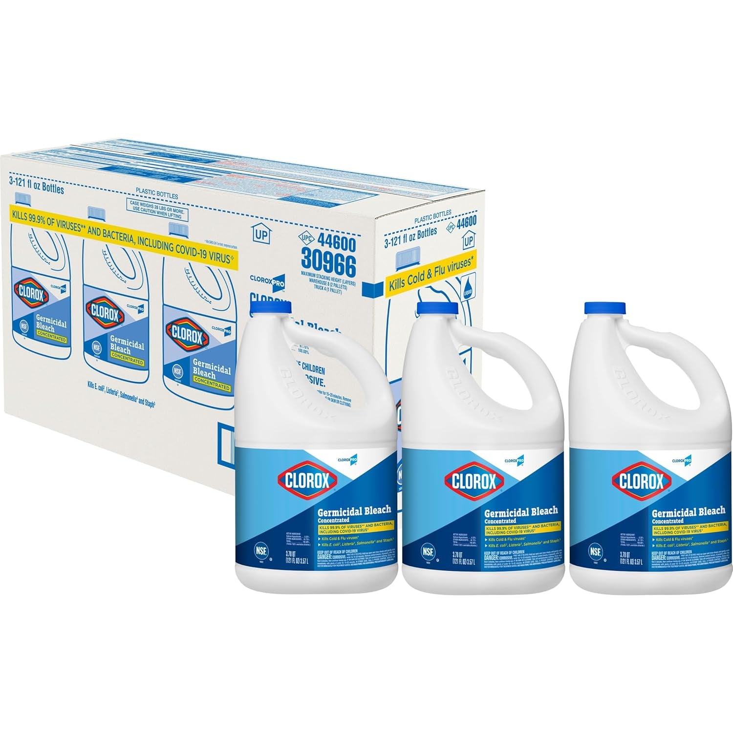 Clorox Germicidal Bleach, 121 Ounce Bottle, Pack of 3 (Package May Vary)