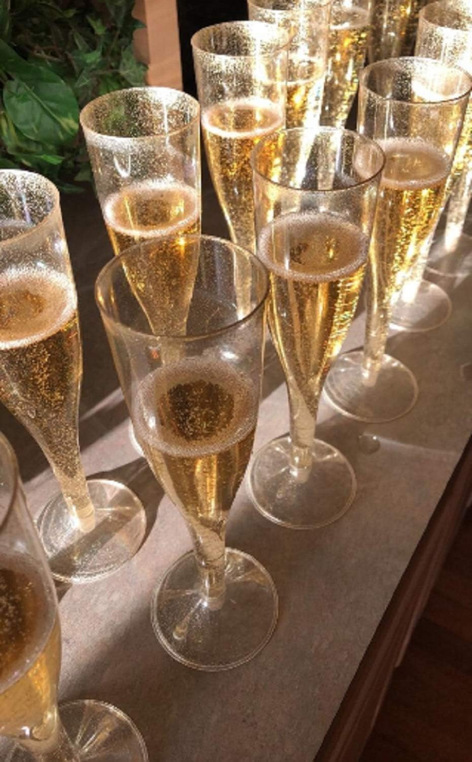 30 Disposable Champagne Flutes - 4.5 Oz Gold Glitter Plastic Cups for Parties - Elegant Toasting Glasses - Perfect for Weddings, Engagements, Mimosa Bars, Thanksgiving, Christmas, New Year’S Eve