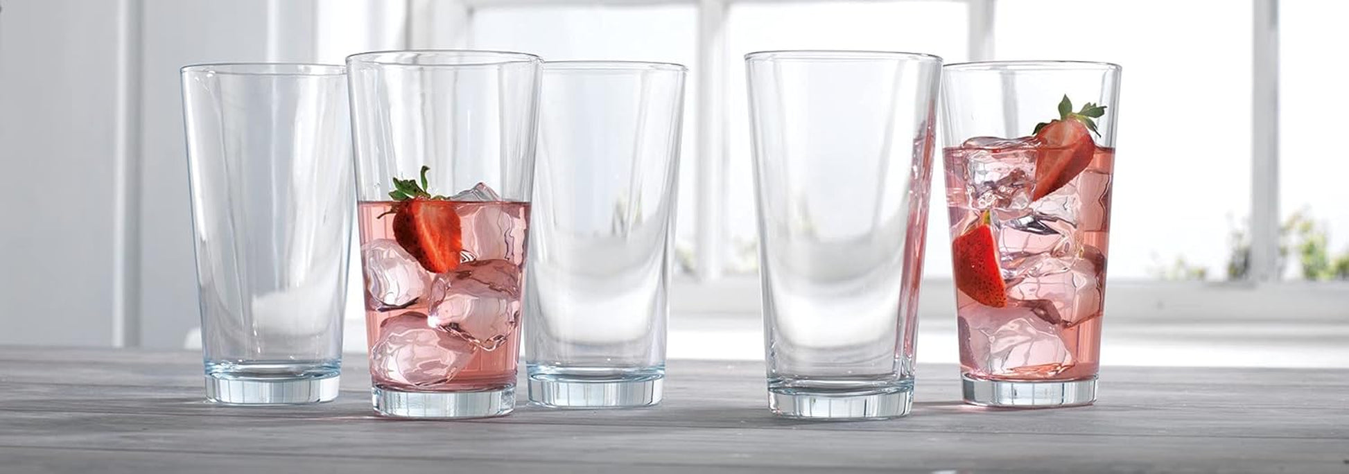 Home Essentials Drinking Glasses Set of 10 Highball Glass Cups 16 Oz. Basic Water Glasses, Beer, Juice, Cocktails, Wine, Iced Tea, Bar Glasses. Dishwasher Safe.